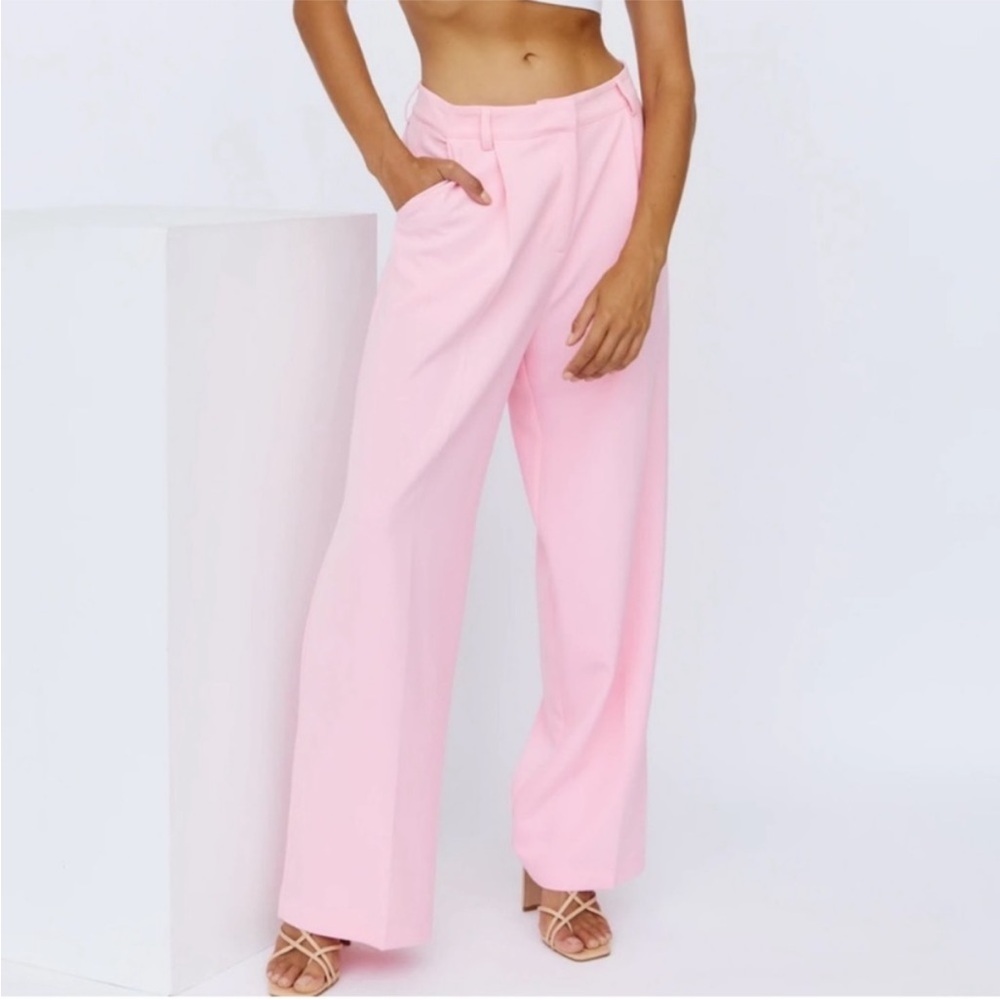 Lioness Pink Wide Leg High-Waisted Pants